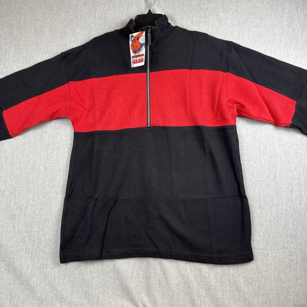 Vintage 90s Marlboro Mens Large Faded Boxy Fit Color Block Knit Half Zip Sweater